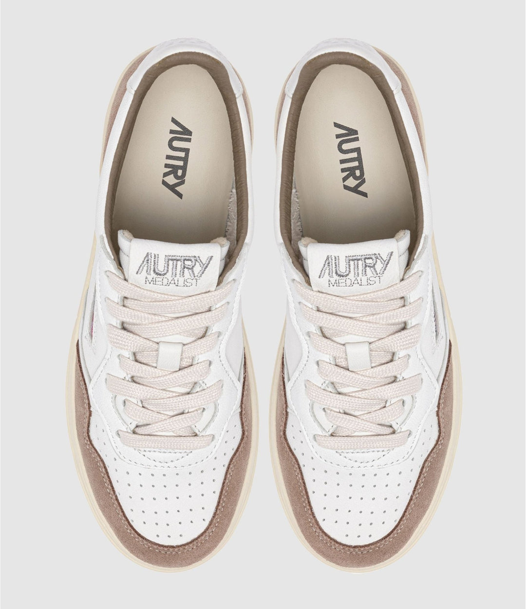AUTRY - Sneakers Medalist Low pour homme en cuir et daim Blanc et Antilope - Lothaire