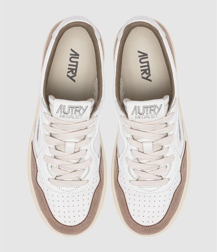 AUTRY - Sneakers Medalist Low pour homme en cuir et daim Blanc et Antilope - Lothaire