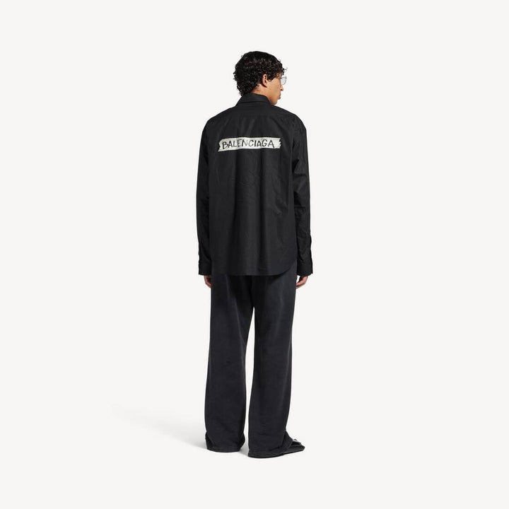 BALENCIAGA - Men's Masking Tape Long Sleeve Shirt Noir - Lothaire