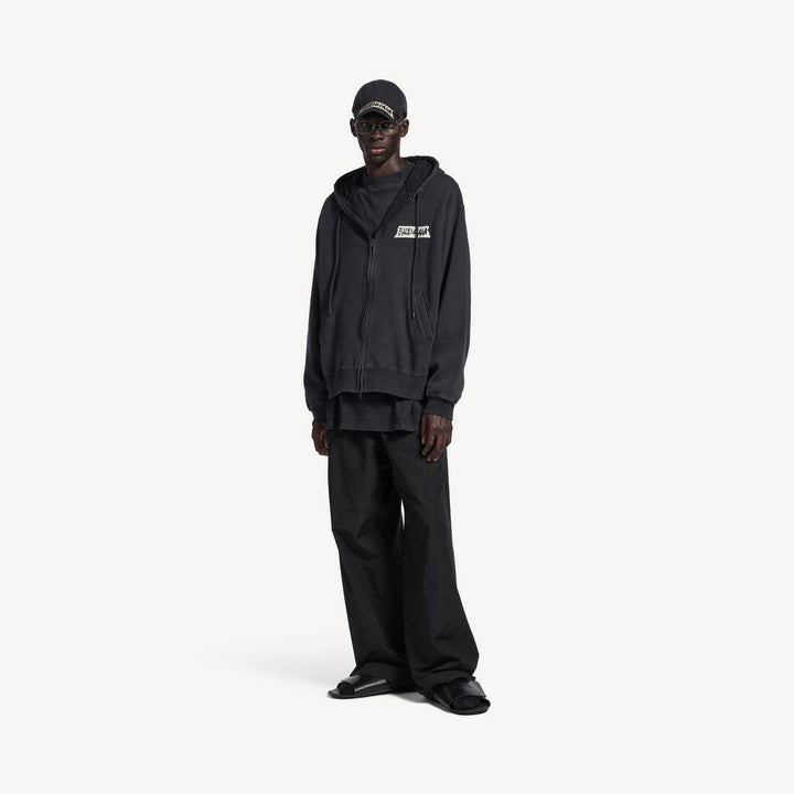 BALENCIAGA - Men's Masking Tape Oversized Zip - up Hoodie Noir - Lothaire
