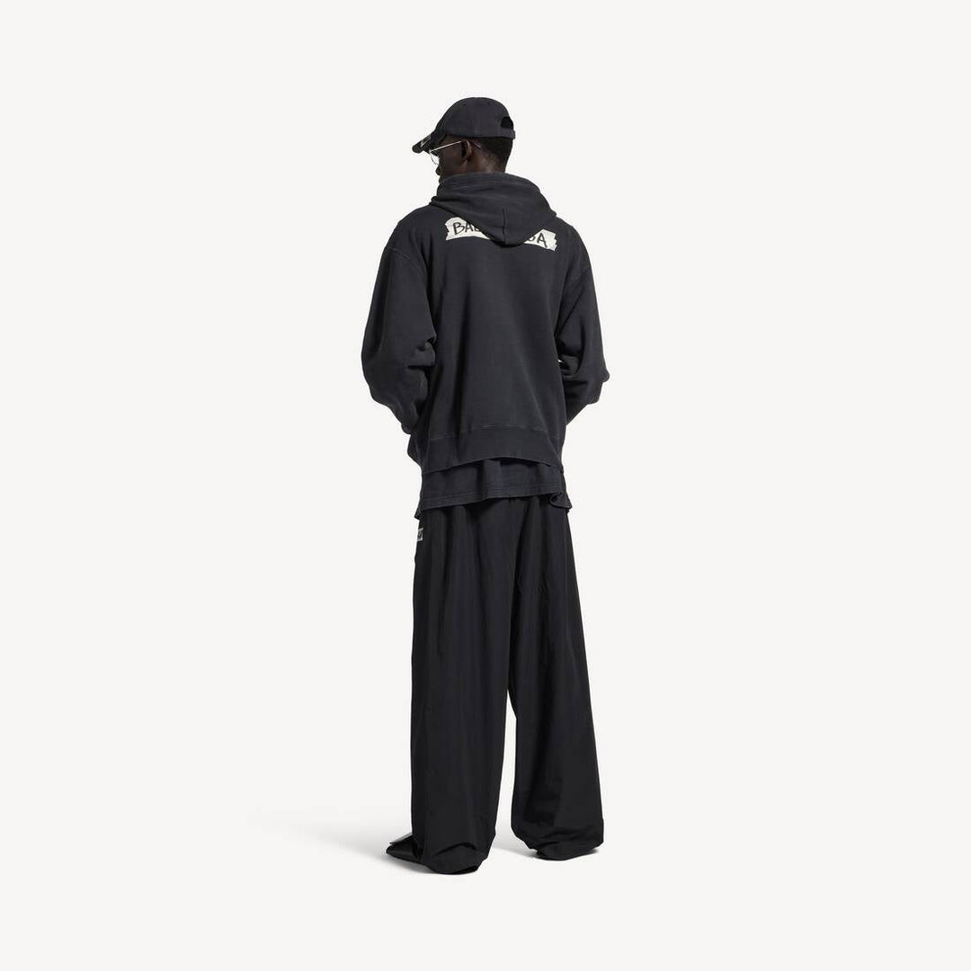 BALENCIAGA - Men's Masking Tape Oversized Zip - up Hoodie Noir - Lothaire