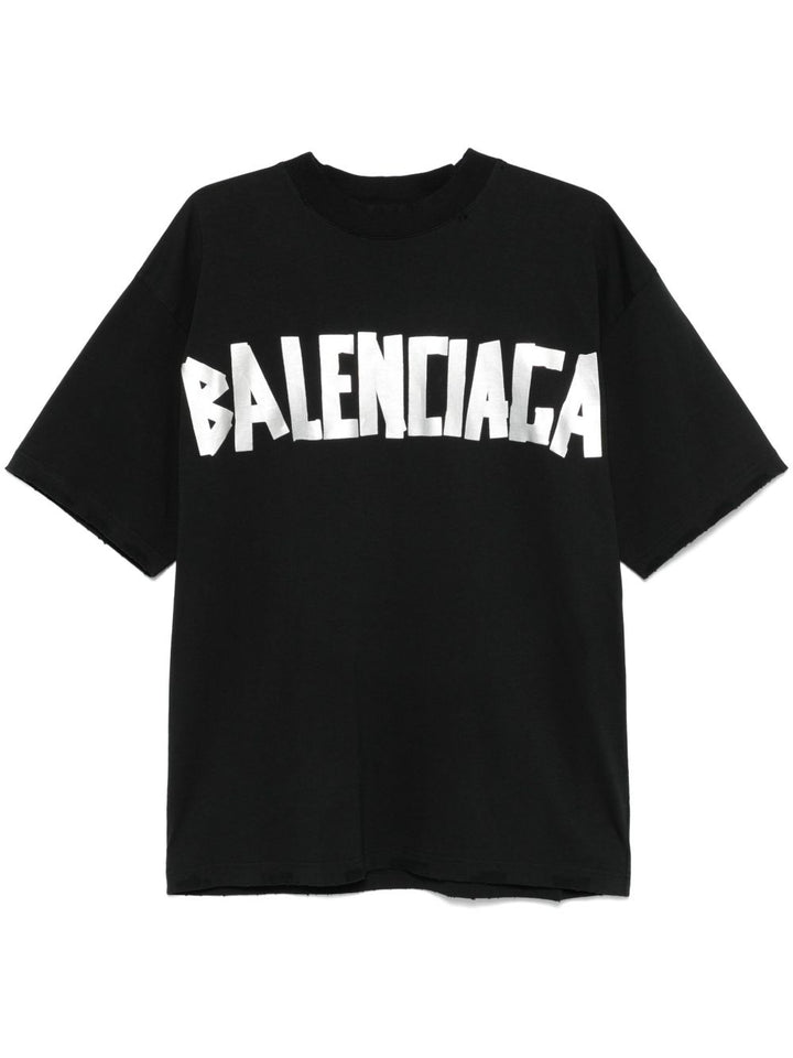 BALENCIAGA - t-shirt à bande logo noir et argent - Lothaire