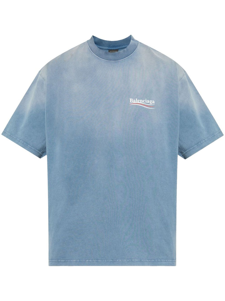 BALENCIAGA - t-shirt à logo imprimé bleu - Lothaire