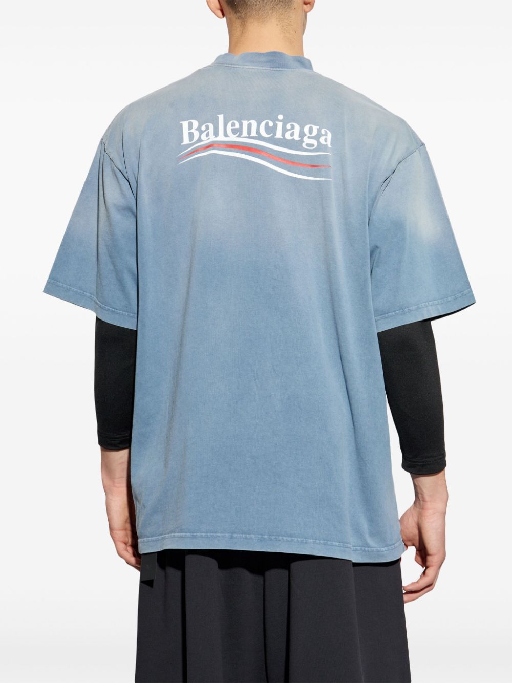 BALENCIAGA - t-shirt à logo imprimé bleu - Lothaire