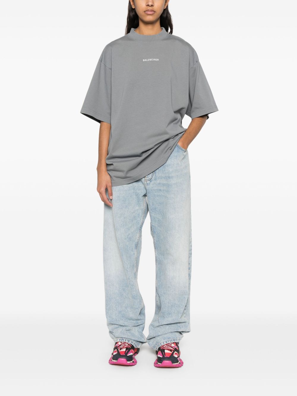BALENCIAGA - t-shirt à logo imprimé gris - Lothaire