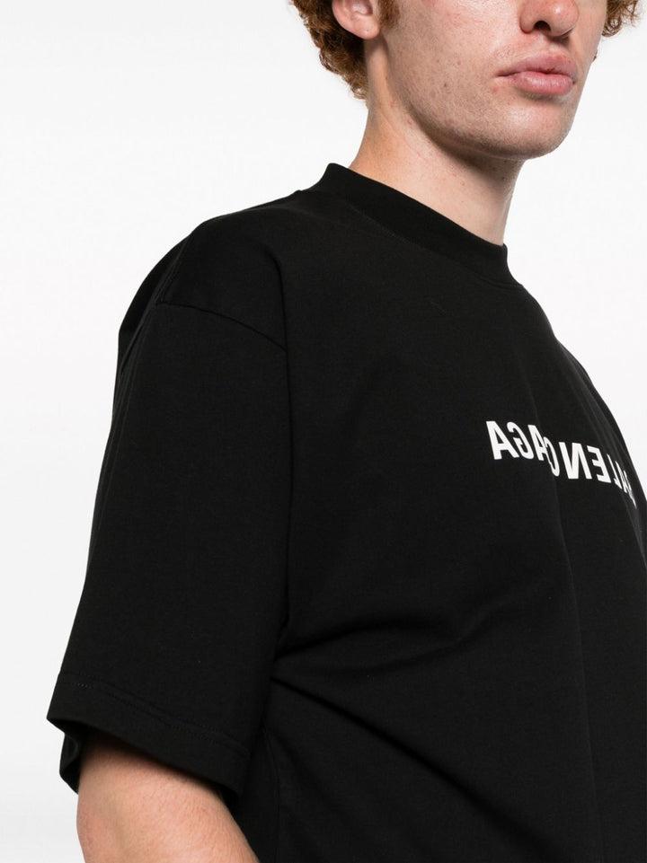 Balenciaga - T-shirt black en coton à logo imprimé - Lothaire