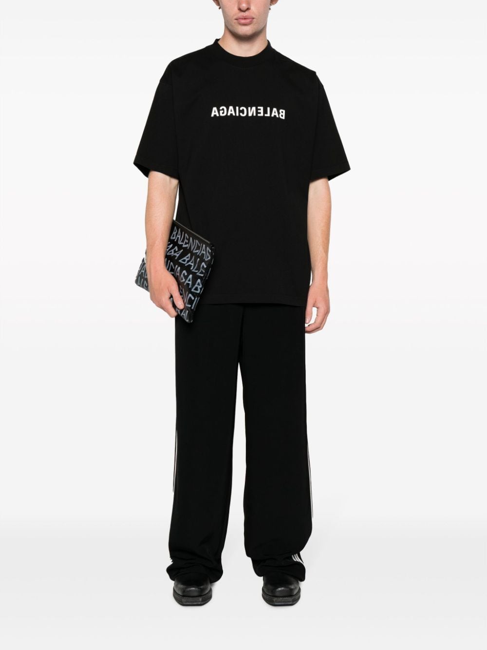 Balenciaga - T-shirt black en coton à logo imprimé - Lothaire