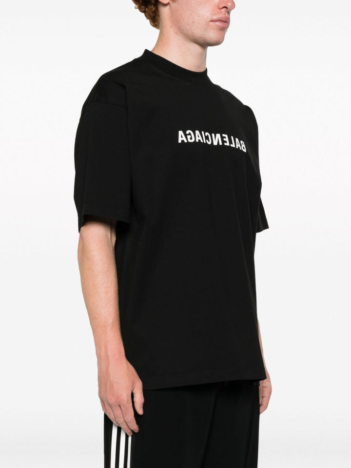 Balenciaga - T-shirt black en coton à logo imprimé - Lothaire