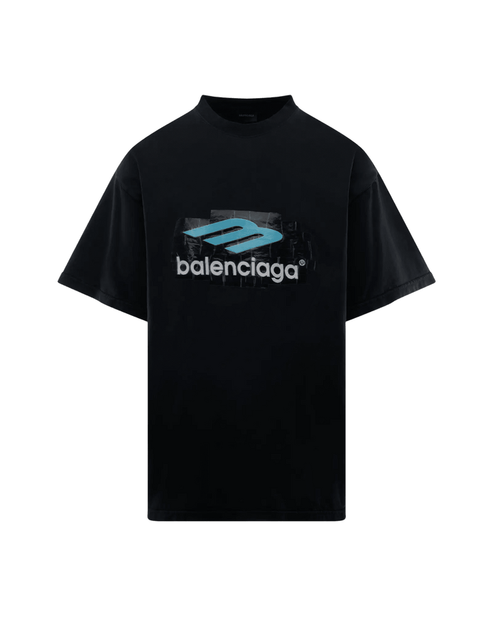BALENCIAGA - T-shirt Oversize Logo Tape Noir - Lothaire