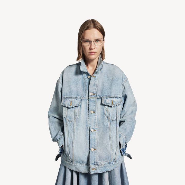 BALENCIAGA - Women's Denim Jacket Regular Fit Bleu clair délavé - Lothaire