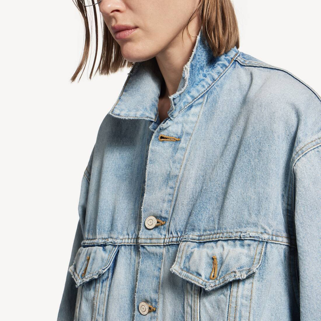 BALENCIAGA - Women's Denim Jacket Regular Fit Bleu clair délavé - Lothaire