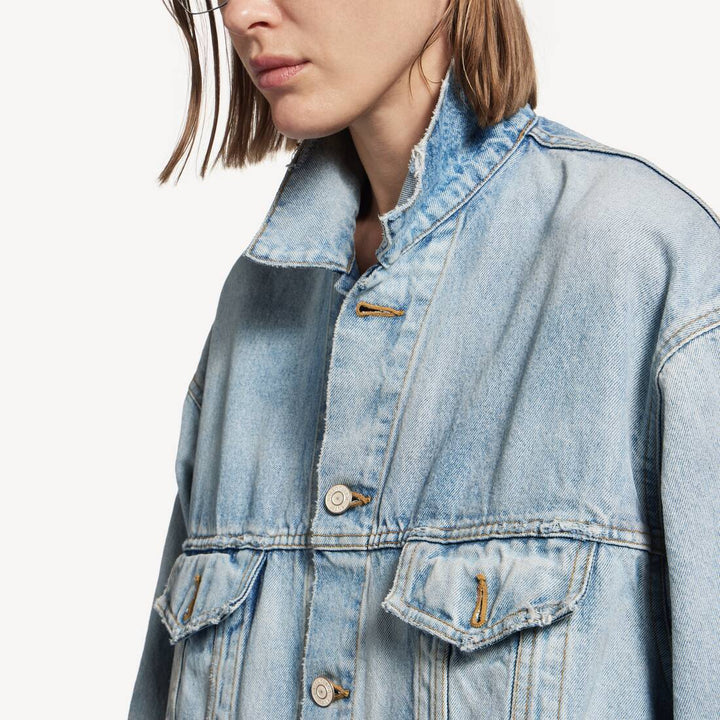 BALENCIAGA - Women's Denim Jacket Regular Fit Bleu clair délavé - Lothaire