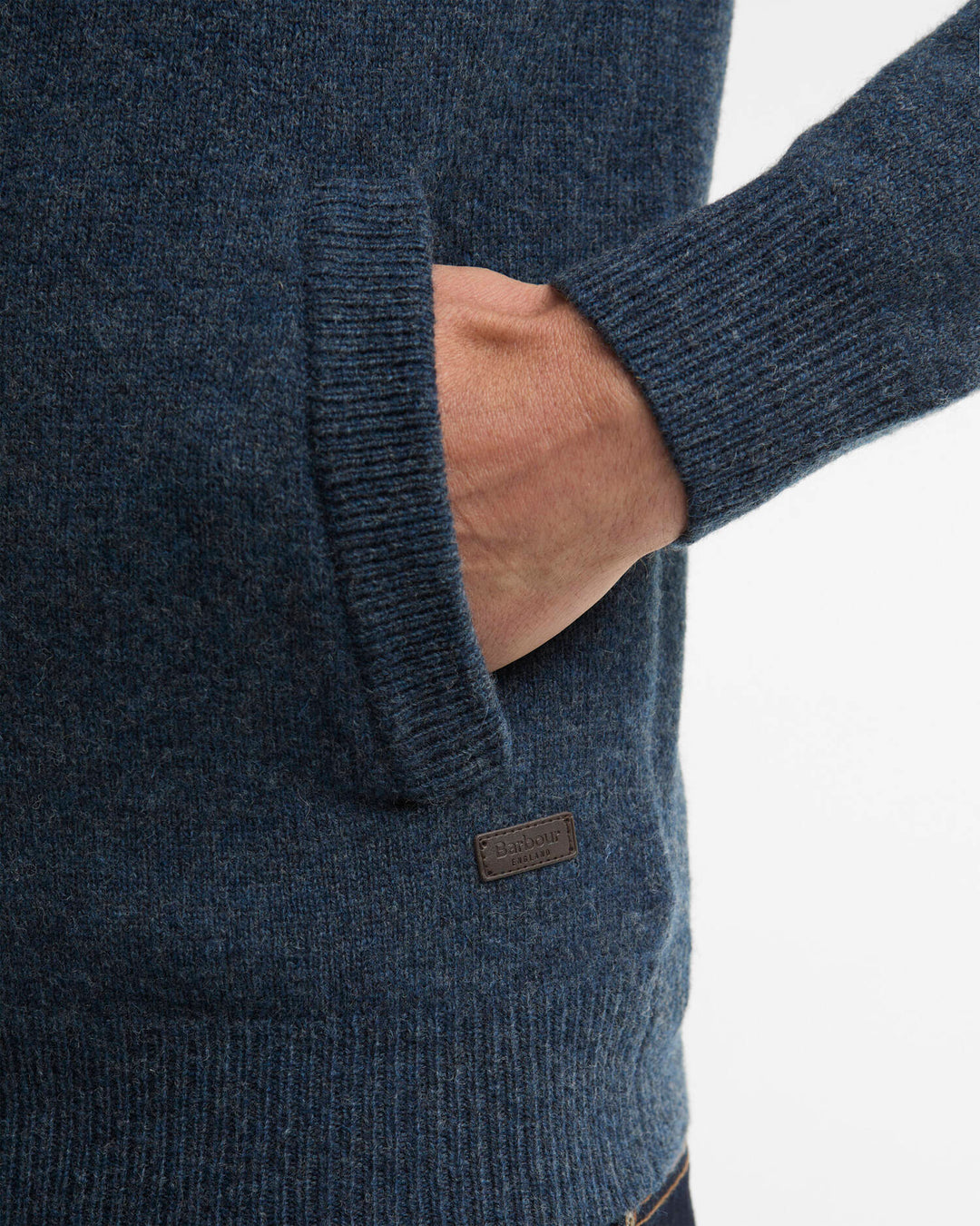 BARBOUR - Cardigan Essential Elbow-Patch en Laine Bleu Indigo Foncé - Lothaire