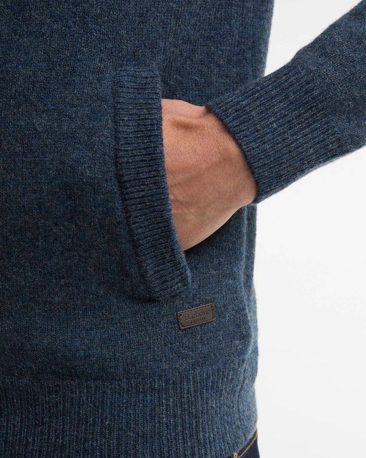 BARBOUR - Cardigan Essential Elbow-Patch en Laine Bleu Indigo Foncé - Lothaire