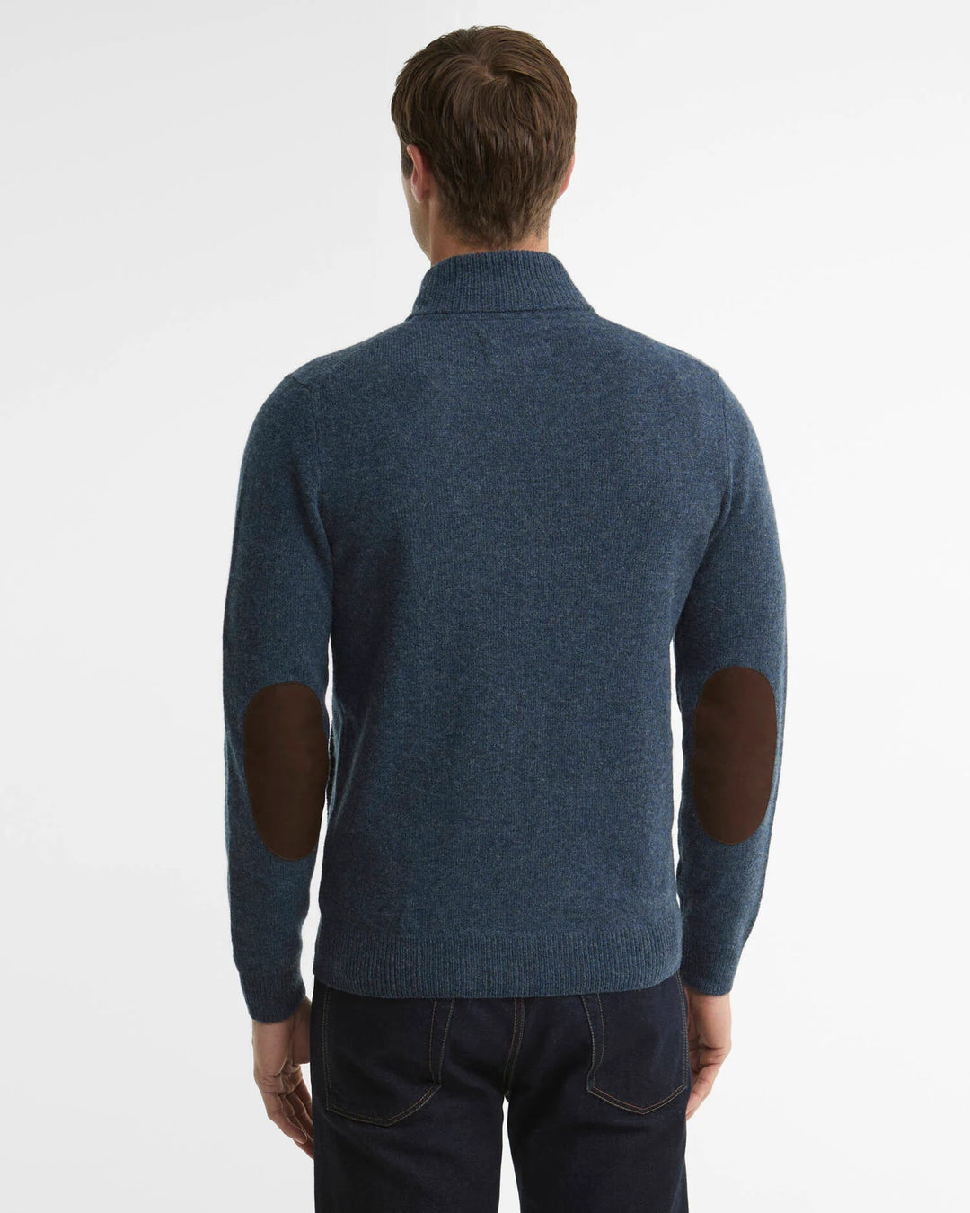BARBOUR - Cardigan Essential Elbow-Patch en Laine Bleu Indigo Foncé - Lothaire