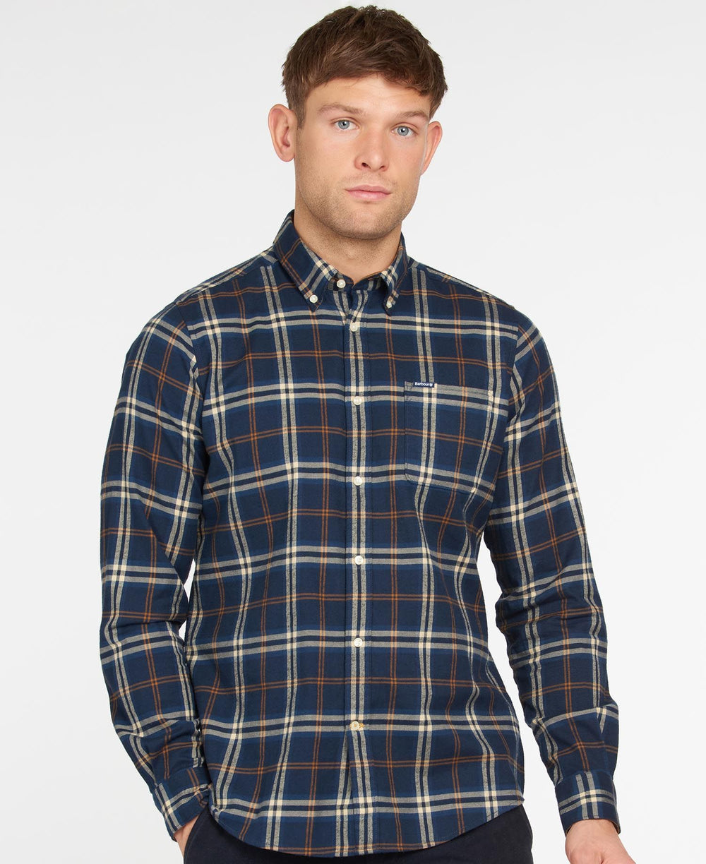 Barbour Chemise ajustée Crossfell Navy - Lothaire