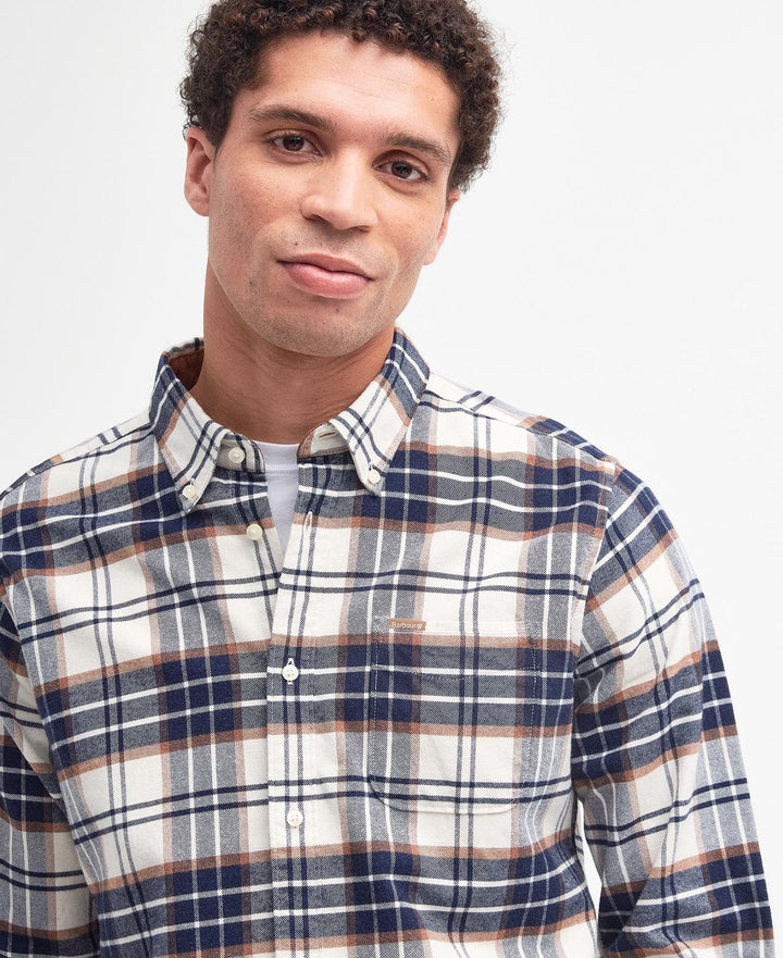 BARBOUR - Chemise ajustée Portdown Blanc et Bleu - Lothaire