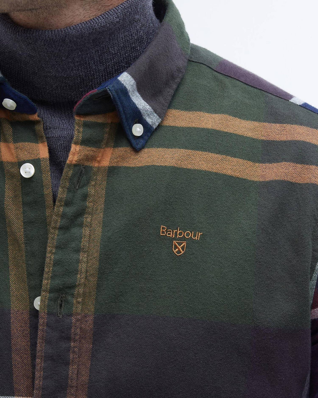 BARBOUR - Chemise Iceloch ajustée à manches longues Vert / Marine - Lothaire