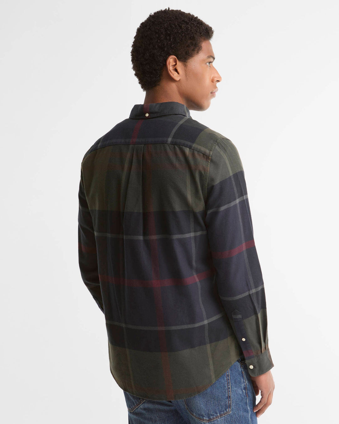 BARBOUR - Chemise Iceloch Ajustée en Coton Brossé à Carreaux Vert Tartan Foncé - Lothaire