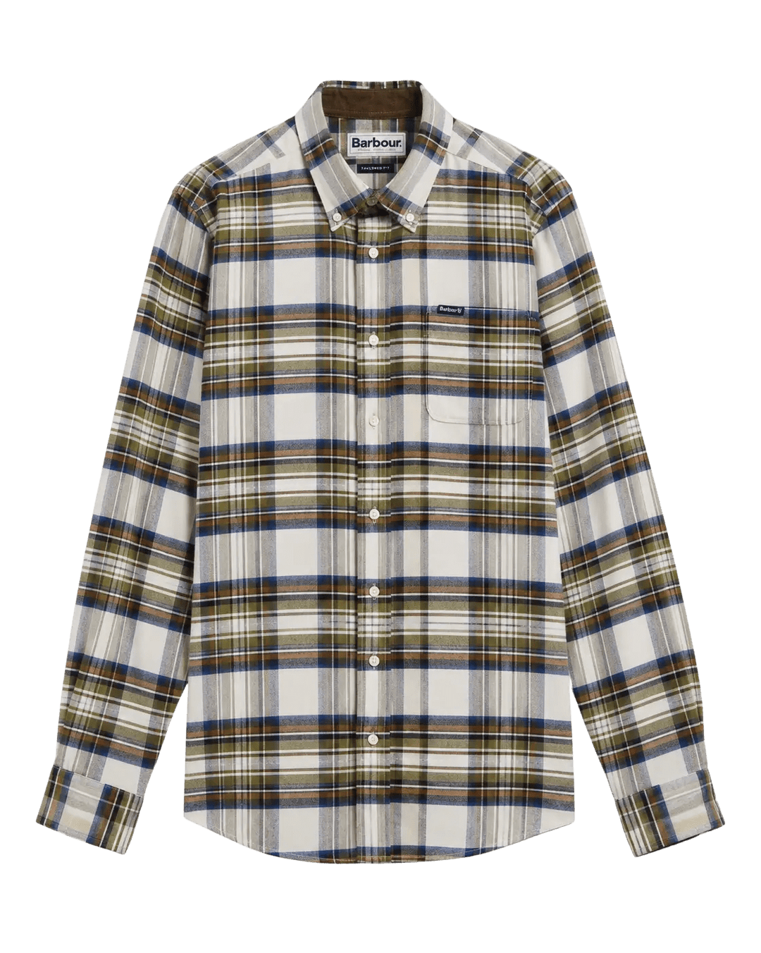 BARBOUR - Chemise Ronan Ajustée en Coton Brossé à Carreaux Écru Chiné - Lothaire