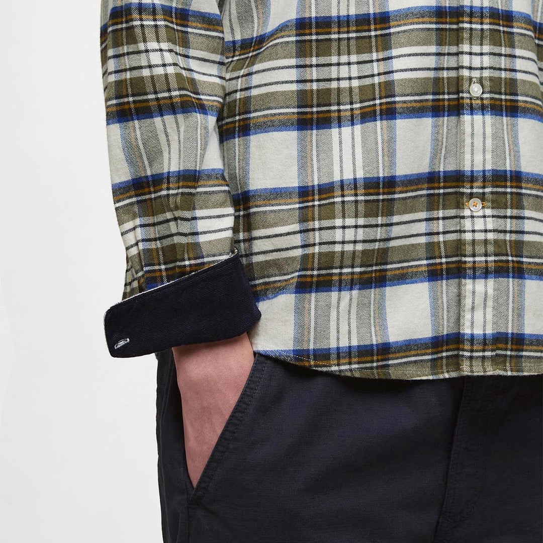BARBOUR - Chemise Ronan Ajustée en Coton Brossé à Carreaux Écru Chiné - Lothaire