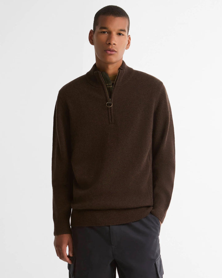 BARBOUR - Pull Holden col zippé Marron chêne - Lothaire