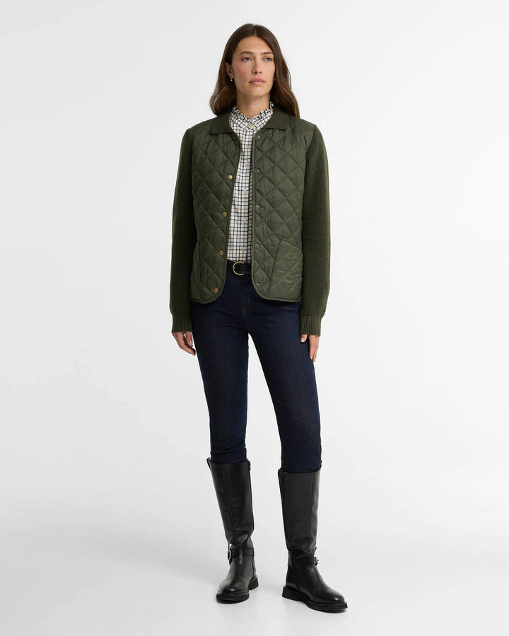 BARBOUR - Pull matelassé Allendale Vert olive - Lothaire