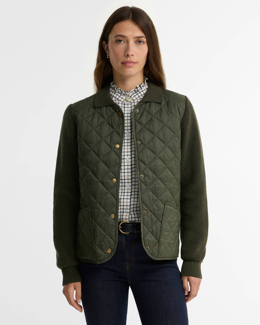 BARBOUR - Pull matelassé Allendale Vert olive - Lothaire