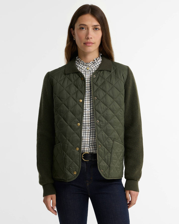 BARBOUR - Pull matelassé Allendale Vert olive - Lothaire