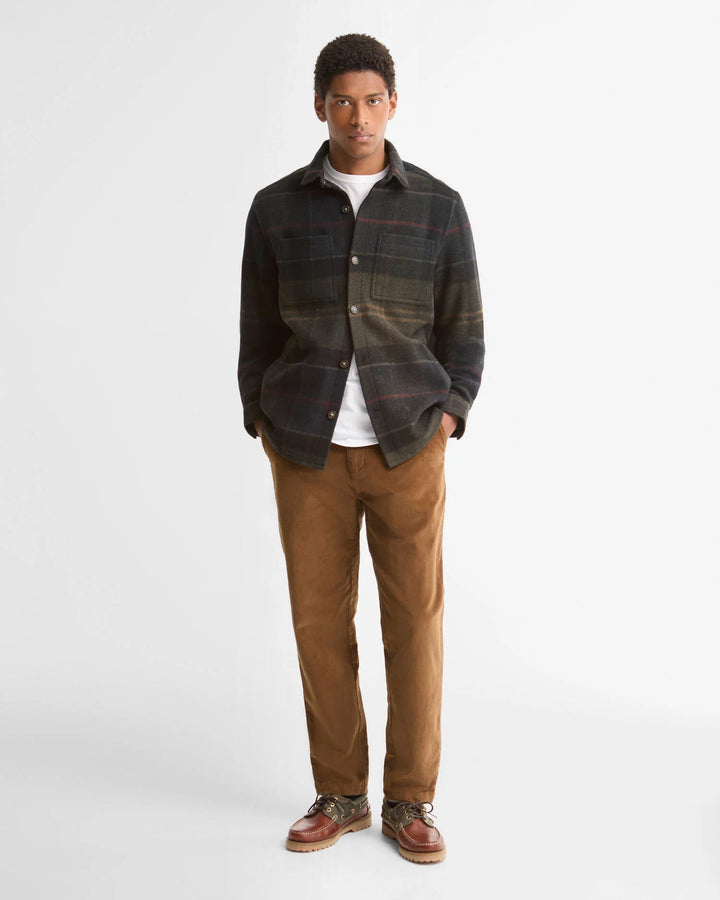 BARBOUR - Surchemise Woodlane en Laine Mélangée à Carreaux Vert Tartan Foncé - Lothaire