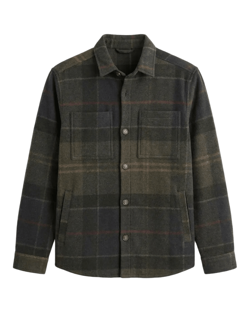 BARBOUR - Surchemise Woodlane en Laine Mélangée à Carreaux Vert Tartan Foncé - Lothaire