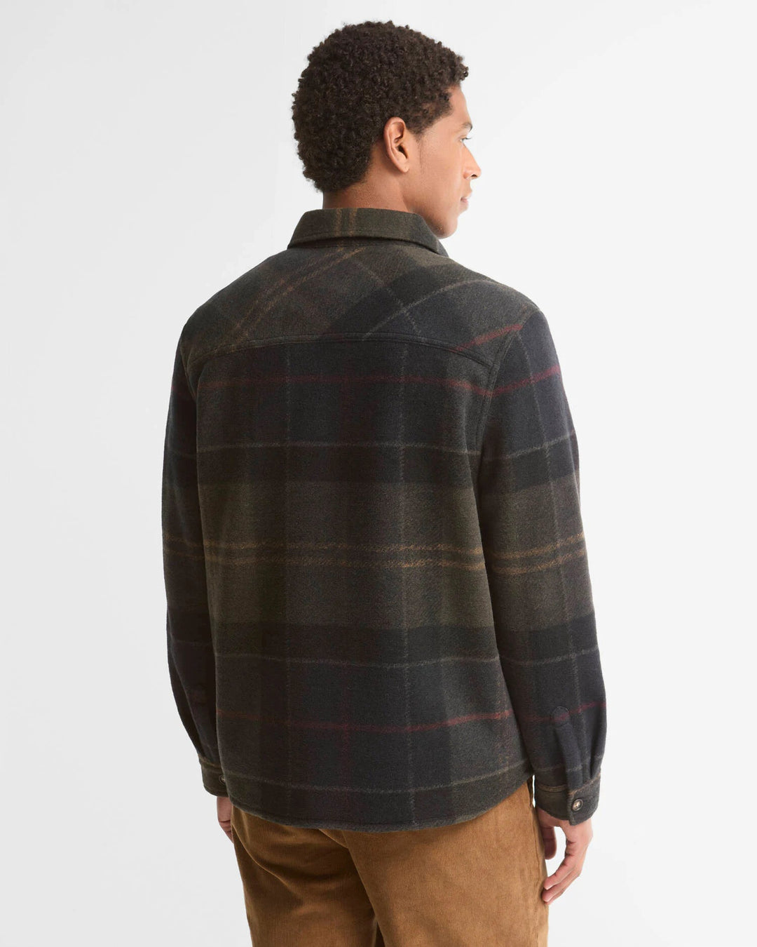 BARBOUR - Surchemise Woodlane en Laine Mélangée à Carreaux Vert Tartan Foncé - Lothaire