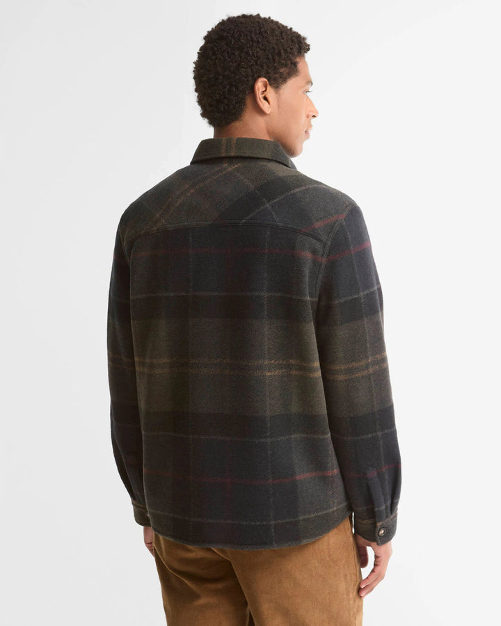 BARBOUR - Surchemise Woodlane en Laine Mélangée à Carreaux Vert Tartan Foncé - Lothaire