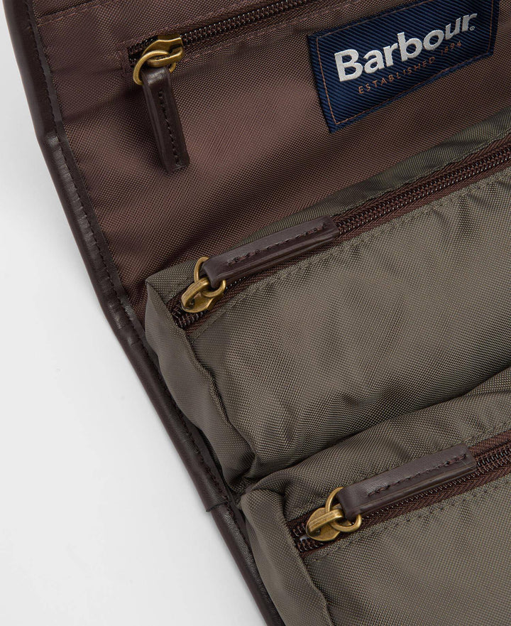 BARBOUR - Trousse de Toilette Suspendue en Coton Ciré Vert Olive - Lothaire