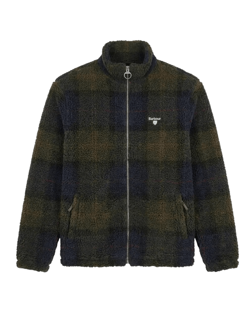 BARBOUR - Veste Polaire Sherpa à Carreaux Vert Tartan Foncé - Lothaire