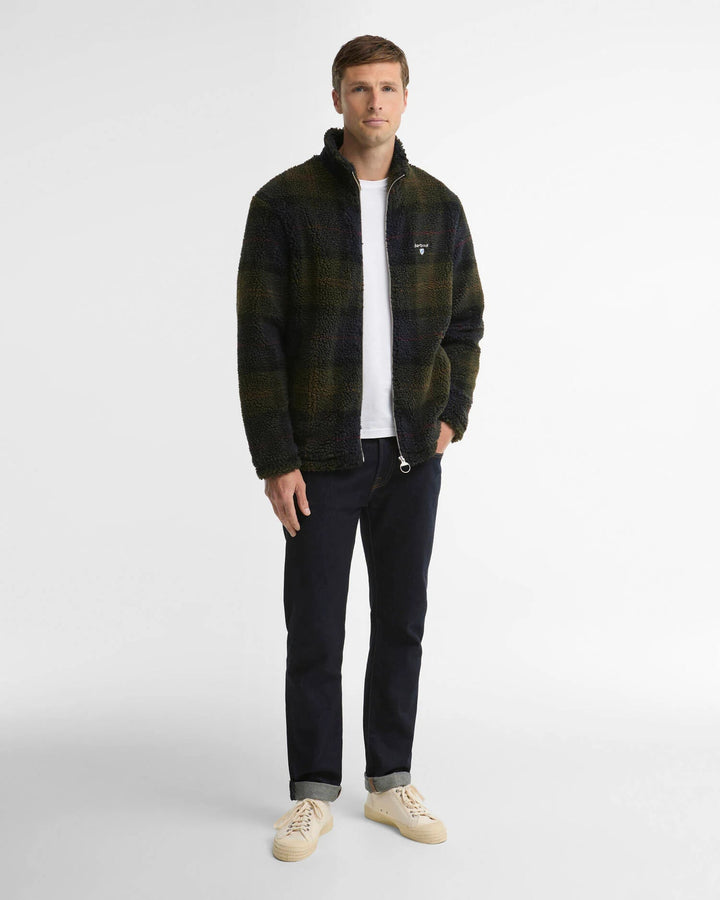 BARBOUR - Veste Polaire Sherpa à Carreaux Vert Tartan Foncé - Lothaire
