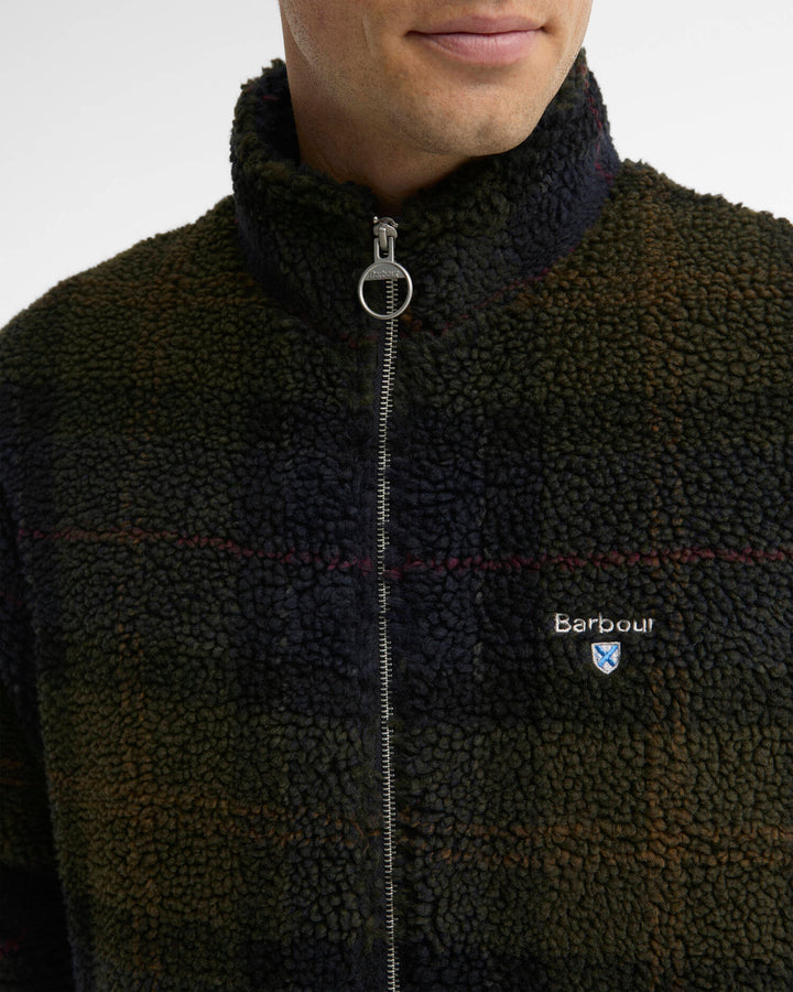 BARBOUR - Veste Polaire Sherpa à Carreaux Vert Tartan Foncé - Lothaire