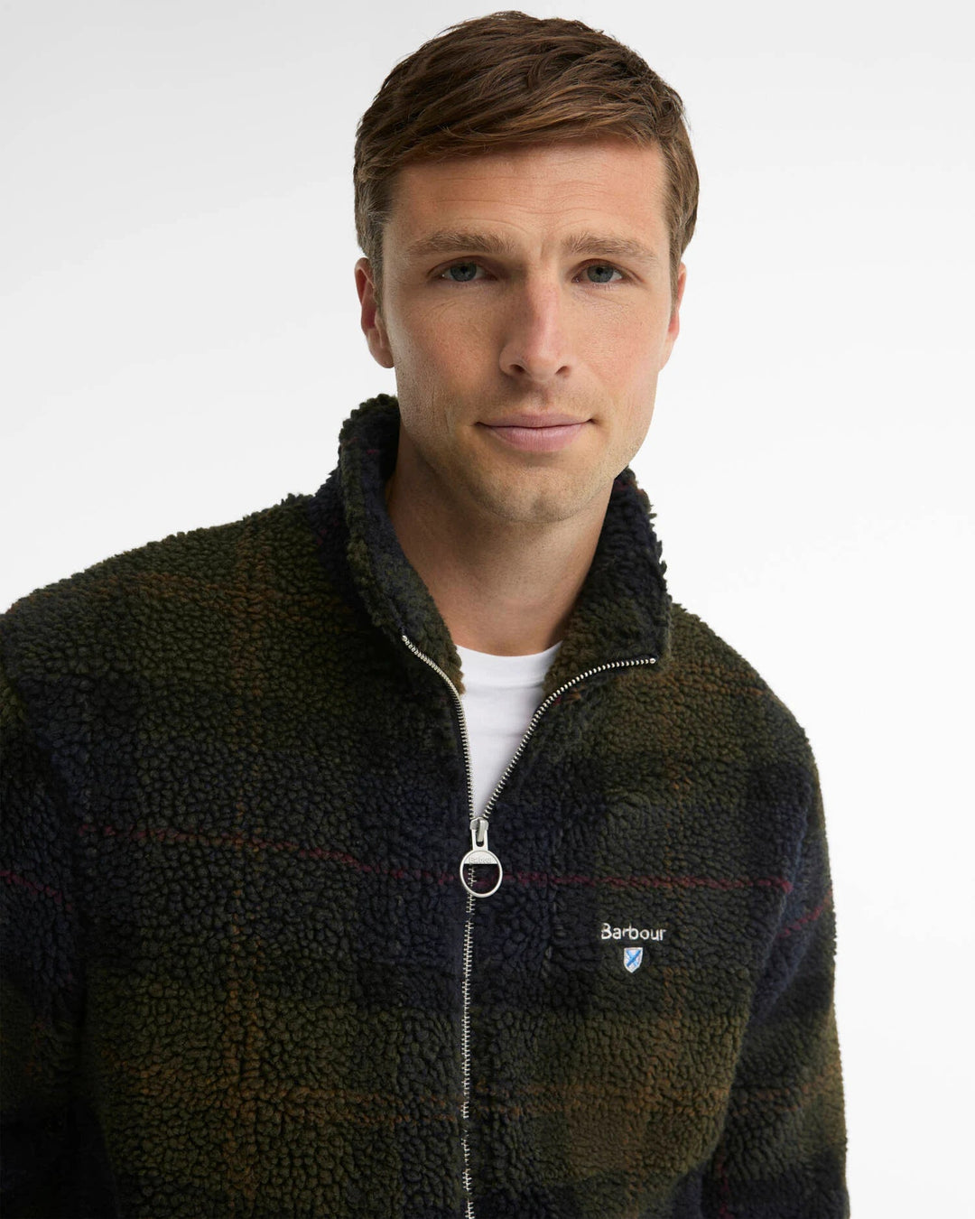 BARBOUR - Veste Polaire Sherpa à Carreaux Vert Tartan Foncé - Lothaire