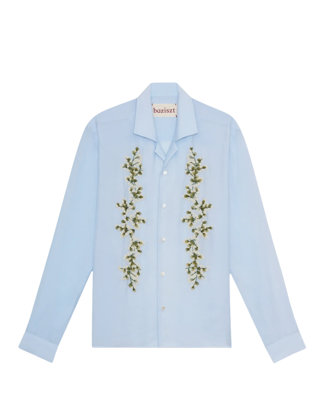 BAZIST - Tinees chemise bleu ciel broderie végétal - Lothaire