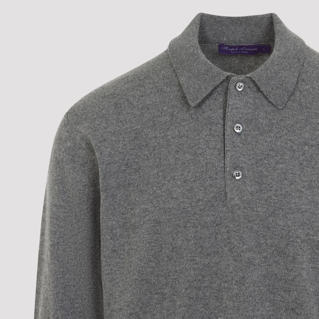 POLO RALPH LAUREN - Polo manches longues en cachemire Gris moyen