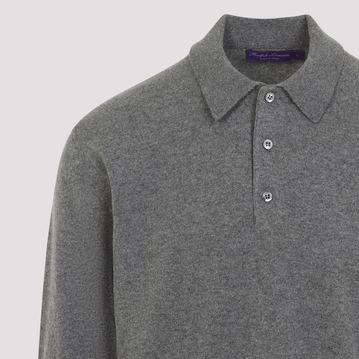 POLO RALPH LAUREN - Polo manches longues en cachemire Gris moyen