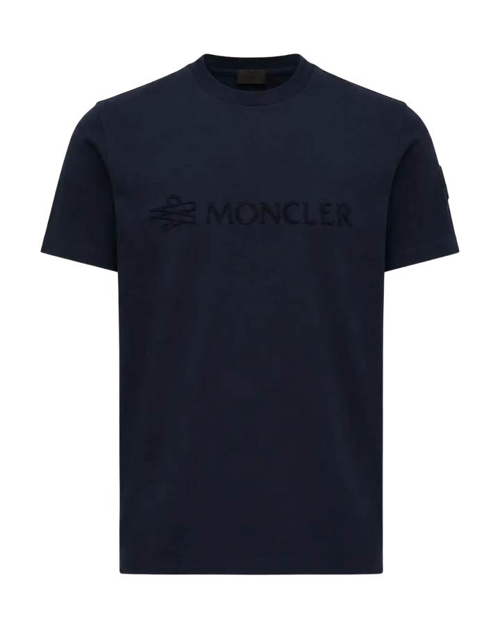 MONCLER – T-shirt en coton à logo Bleu marine