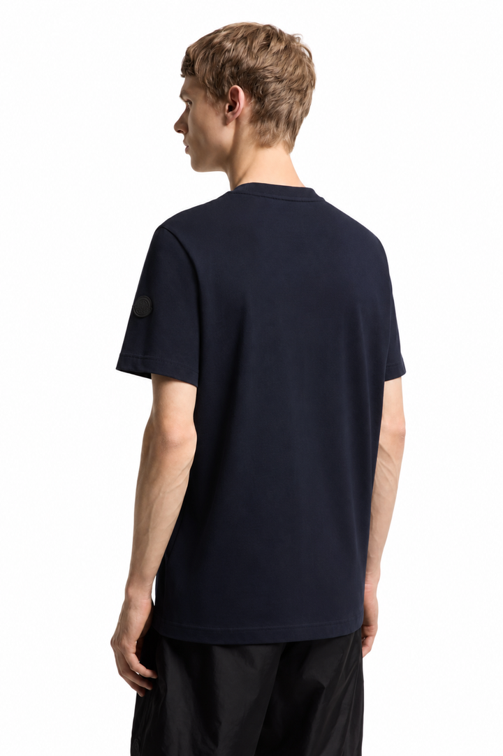 MONCLER – T-shirt en coton à logo Bleu marine