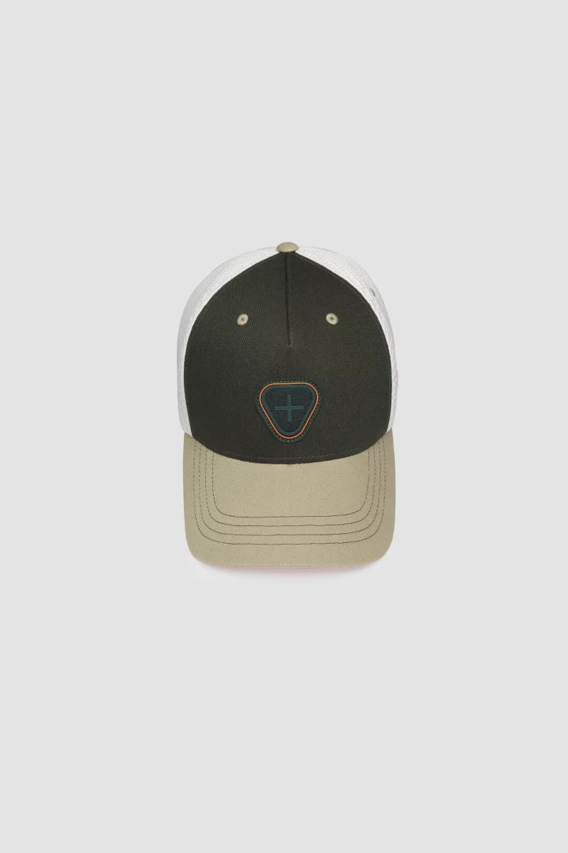 GERTRUDE - Casquette trucker colorblock Billys Kaki foncé / Beige argile