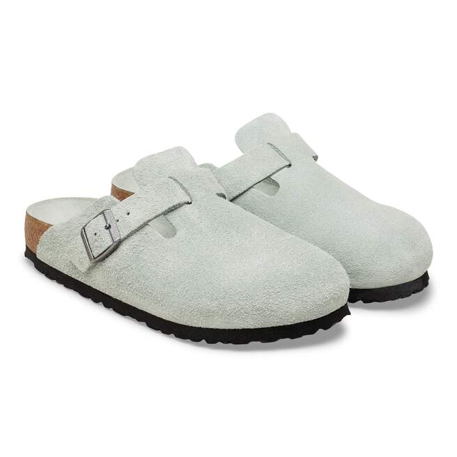 BIRKENSTOCK - Sabots Boston Soft Footbed en Velours Vert Sauge - Lothaire