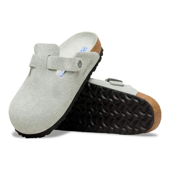 BIRKENSTOCK - Sabots Boston Soft Footbed en Velours Vert Sauge - Lothaire