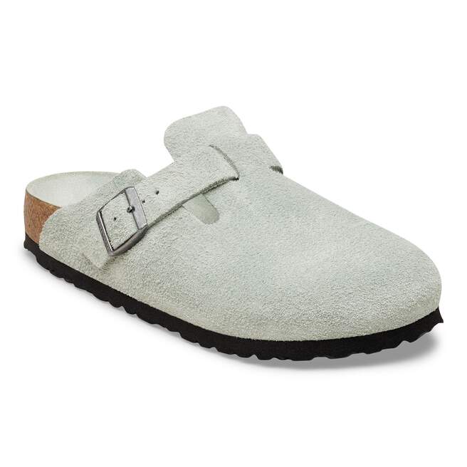 BIRKENSTOCK - Sabots Boston Soft Footbed en Velours Vert Sauge - Lothaire