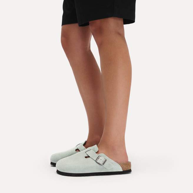 BIRKENSTOCK - Sabots Boston Soft Footbed en Velours Vert Sauge - Lothaire