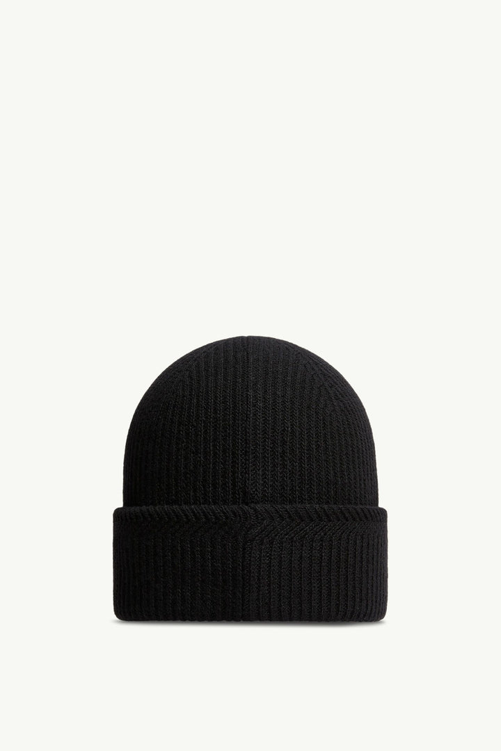 MONCLER – Bonnet en cachemire mélangé à logo Noir