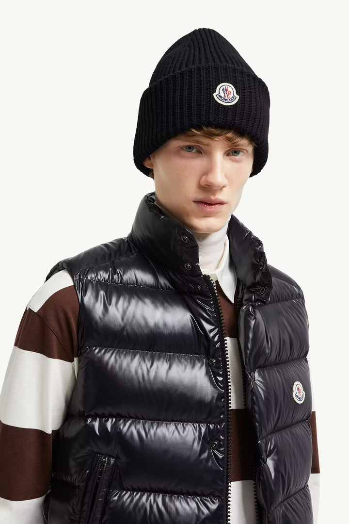 MONCLER - Bonnet en laine vierge et cachemire Noir